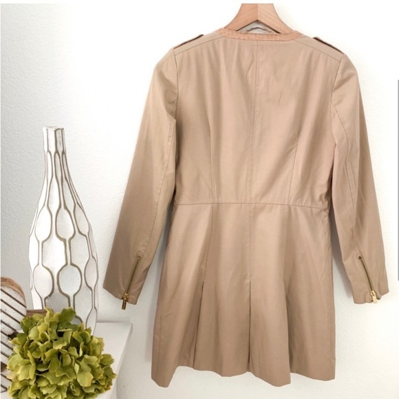 VIA SPIGA Sand Faux Leather Trim Water Repellent Soft Shell Parka Coat PP - Picture 3 of 15